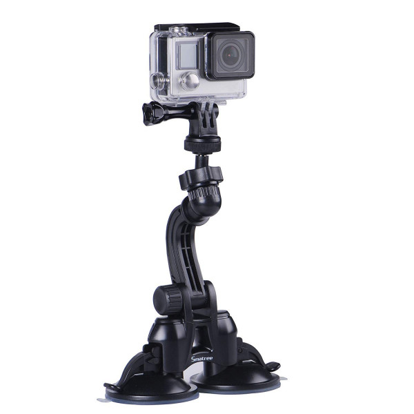 Smatree Soporte de Doble Ventosa, Soporte para Coche Compatible con Gopro Hero 11/10/9/8/7/Max/6/5/4/3+/3, AKASO, cámara de acción DJI OSMO, Mayor Potencia de succión (versión actualizada)
