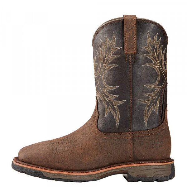 Ariat Mens WorkHog Bota de trabajo impermeable con punta cuadrada ancha Bruin Brown/Café 10.5