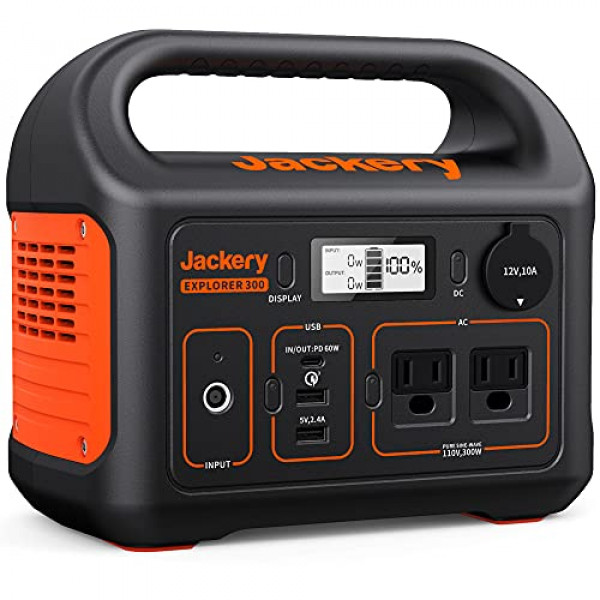 Jackery Estación de energía portátil Explorer 300, batería de litio de respaldo de 293 Wh, generador solar para exteriores, camping, viajes, caza, apagón (panel solar opcional)