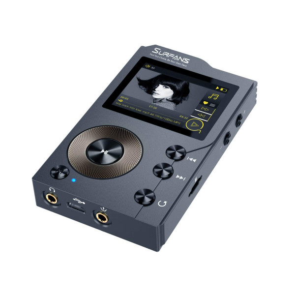 Surfans F20 Reproductor de MP3 HiFi con Bluetooth, reproductor de música de audio digital de alta resolución DSD sin pérdidas, reproductor de audio portátil de alta resolución con tarjeta de memoria de 32 GB, compatible con hasta 256 GB