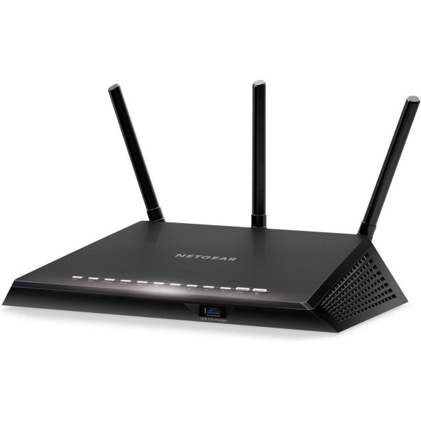 Enrutador Wi-Fi inteligente NETGEAR Nighthawk, R6700 - Velocidad inalámbrica AC1750 de hasta 1750 Mbps | Cobertura de hasta 1500 pies cuadrados y 25 dispositivos | 4 puertos Ethernet 1G y 1 puerto USB 3.0 | Seguridad de armadura