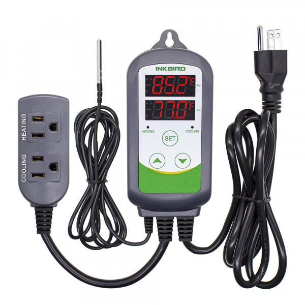 Inkbird ITC-308 Controlador de temperatura digital Termostato de salida 2 etapas 1100W con sensor Reptil Cerveza Barriles Nevera Carne curada Cría Crecimiento