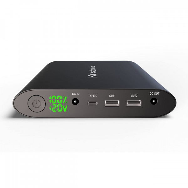 Krisdonia 50000mAh Laptop Power Bank 5/9/12/16/19/20V Cargador de batería portátil para computadora portátil con puerto USB-A QC3.0 y puerto tipo C de 12V para computadora portátil, tableta, teléfono inteligente y más dispositivos