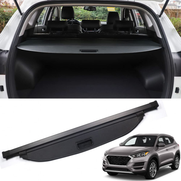 Marretoo para Hyundai Tucson Cargo Cover 2016 2017 2018 2019 2020 2021 para Hyundai Tucson Accesorios Negro Retráctil Cubierta de Maletero Escudo de Seguridad Sombra