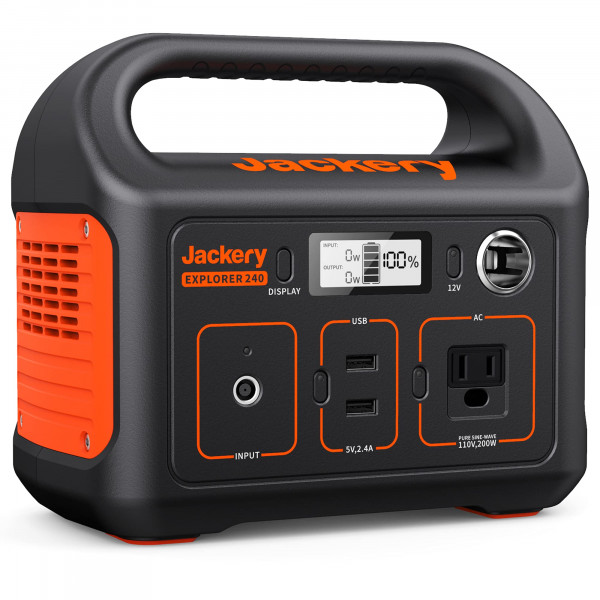 Jackery Estación de energía portátil Explorer 240, batería de litio de respaldo de 240 Wh, salida de CA de onda sinusoidal pura de 110 V/200 W, generador solar para acampar al aire libre, viajes y emergencias. (Panel solar separado)