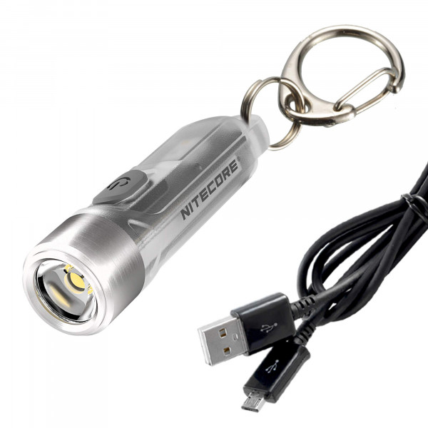 Nitecore Tiki llavero linterna con luces UV de alto CRI, 300 lúmenes USB-C recargable y cable de carga LumenTac