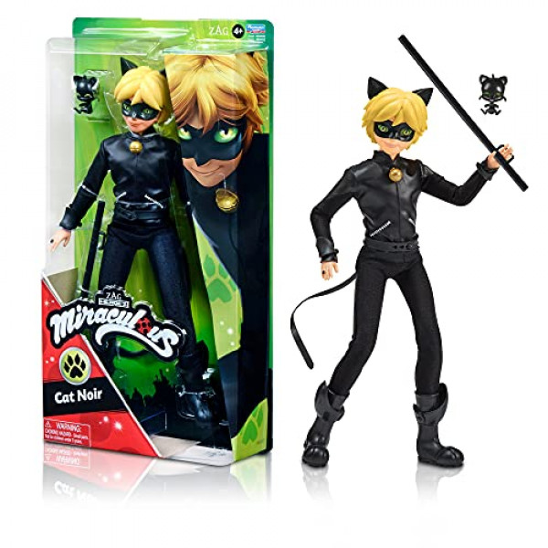 Muñeca de acción Miraculous Cat Noir, 11 pulgadas, negro