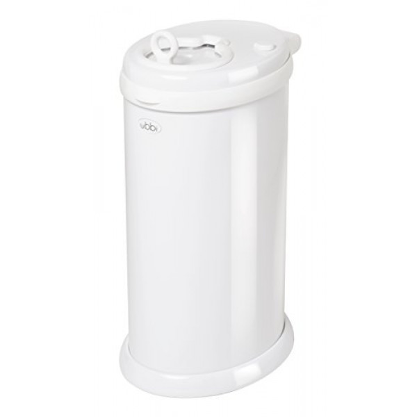Cubo para pañales de acero Ubbi, con bloqueo de olores, no requiere bolsa especial, galardonado, imprescindible para el registro, blanco