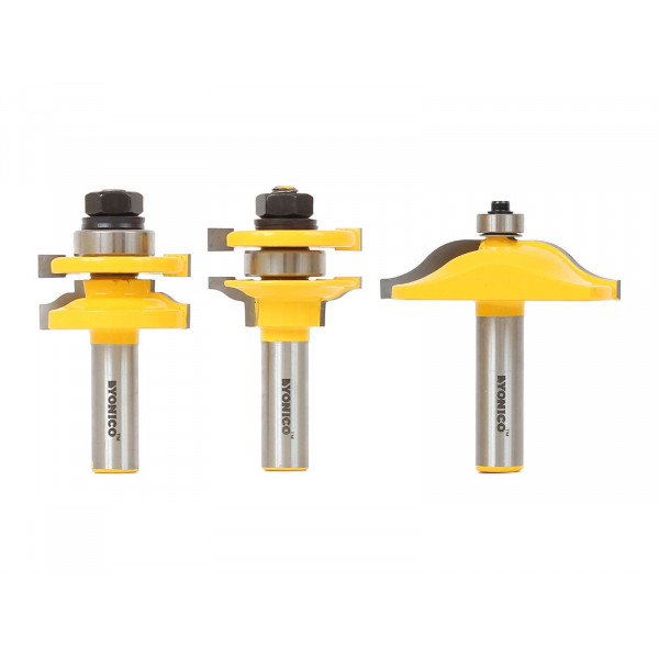 YONICO Juego de brocas para enrutador Panel elevado para puerta de gabinete Ogee de 3 puntas Vástago de 1/2 pulgada 12338