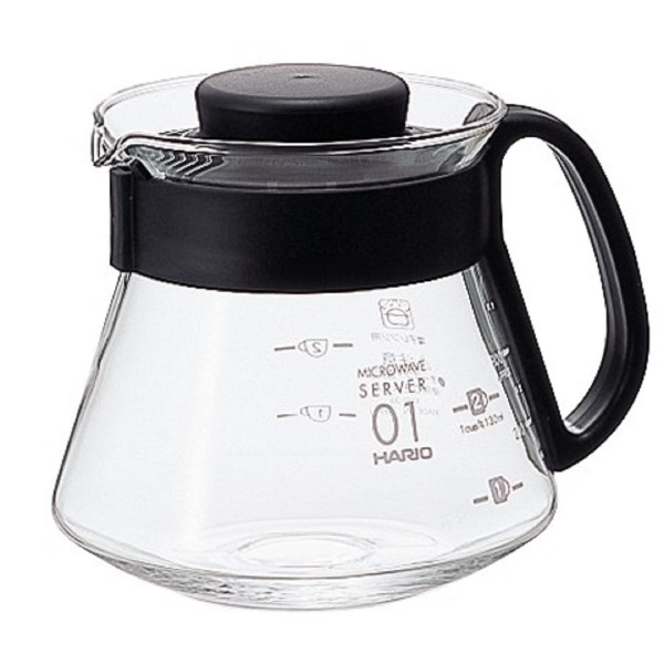 Servidor de café Hario V60 Glass Range, 360 ml, negro