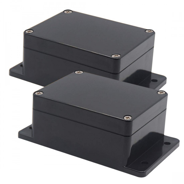 Zulkit Caja de conexiones Plástico ABS A prueba de polvo Impermeable IP65 Cajas eléctricas universales Caja de proyectos con oreja fija Negro 4,5 x 3,5 x 2,2 pulgadas (115 x 90 x 55 mm) (Paquete de 2)