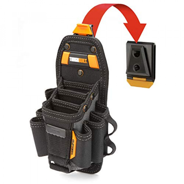ToughBuilt - Bolsa para técnico con 10 bolsillos (mediano) - 14 bolsillos y presilla, 3 fundas ajustables, 6 destornilladores de ajuste cómodo, accesorios, soporte seguro para múltiples herramientas - (TB-CT-36-M10)