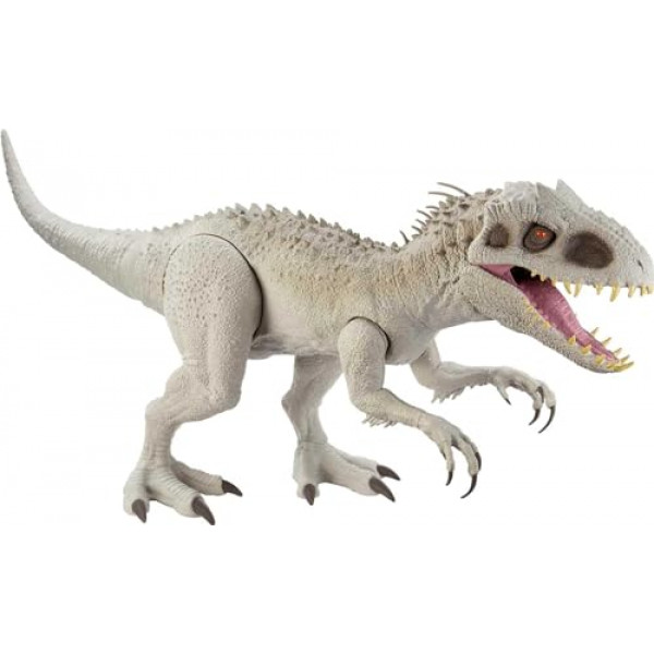 Mattel Jurassic World Camp Cretácico Super Colosal Dinosaurio Indominus Rex Juguete, Figura de acción de 3.5 pies de largo con función para comer, para niños