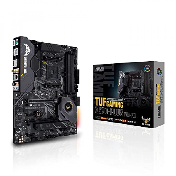 Placa base ASUS AM4 TUF Gaming X570-Plus (Wi-Fi) AM4 Zen 3 Ryzen 5000 y Ryzen ATX de tercera generación con PCIe 4.0, Dual M.2, 12+2 con Dr. MOS Power Stage