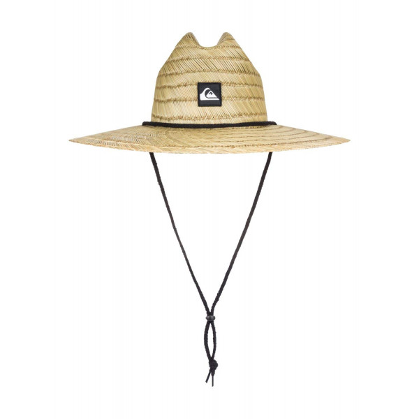 Quiksilver Pierside Straw Lifeguard Beach Sombrero de Sol de Paja para Hombre, Natural/Negro, Pequeño-Mediano EE. UU.