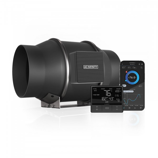 AC Infinity CLOUDLINE PRO T6, silencioso ventilador de conducto en línea de 6 pulgadas con controlador VPD de temperatura y humedad, control de aplicación integrado WiFi - Extractor de ventilación para calefacción, refrigeración, tiendas de campaña, hidro