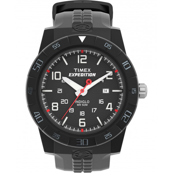 Timex T49831 Expedition Reloj analógico resistente con correa de resina negra para hombre