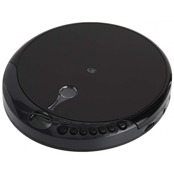 GPX PC301B Reproductor de CD portátil con auriculares estéreo y protección antideslizante (PC301B), negro, individual