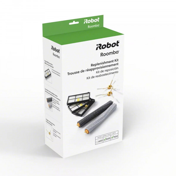 Piezas de repuesto auténticas para iRobot Roomba - Kit de reabastecimiento Roomba series 800 y 900 (3 filtros AeroForce, 2 cepillos laterales giratorios y 1 juego de cepillos de goma multisuperficie)