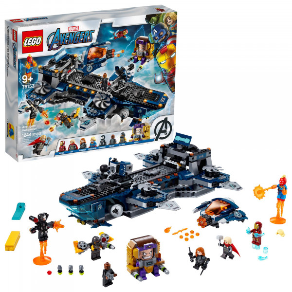 LEGO Marvel Avengers Helicarrier 76153 Divertido juguete de construcción de ladrillos con minifiguras de acción de Marvel Avengers, gran regalo para niños que aman los aviones y las aventuras de superhéroes (1244 piezas)
