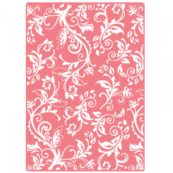 Sizzix Carpeta de estampado Textured Impressions Plus, remolinos botánicos, talla única, multicolor