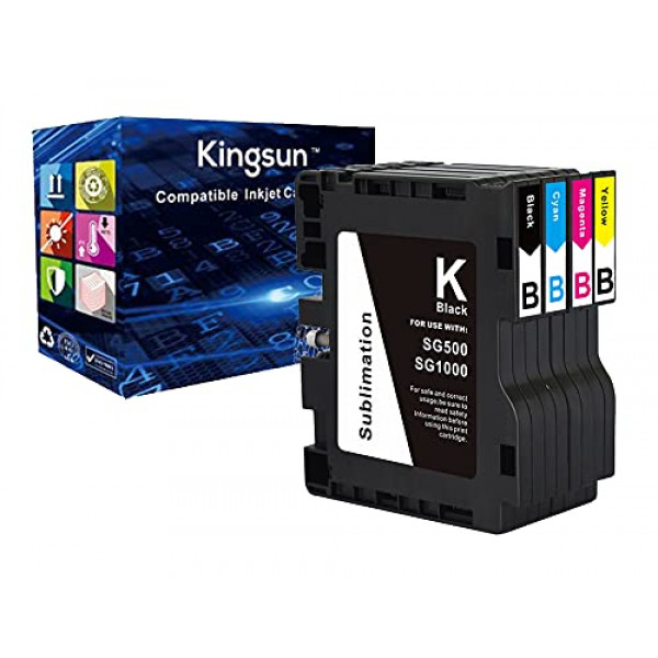 KSUMEI SG500 SG1000 Cartucho de tinta de sublimación compatible con impresoras Sawgrass Virtuoso SG500 SG1000, paquete de 4 negro, cian, magenta, amarillo (Serie B)