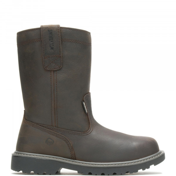 Bota de trabajo Wolverine Floorhand impermeable de 10 con punta de acero para hombre, marrón oscuro, 7.5 W US