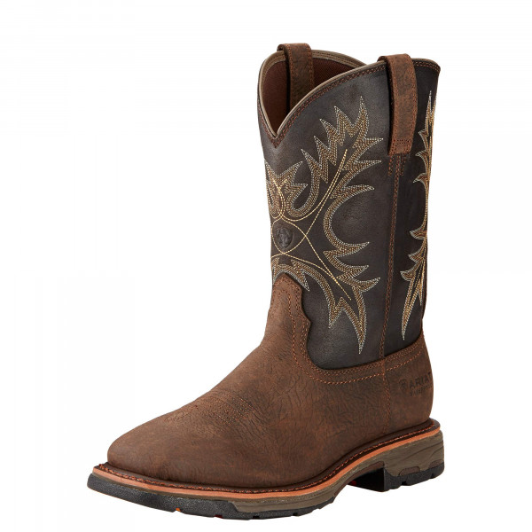 Ariat Mens WorkHog Bota de trabajo impermeable con punta cuadrada ancha Bruin Brown/Café 10.5
