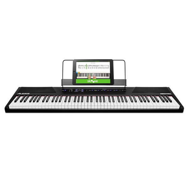 Alesis Recital - Teclado de piano digital de 88 teclas con teclas semicontrapesadas, 2 parlantes de 20 W, 5 voces, modo Split, Layer y Lesson, FX y lecciones de piano