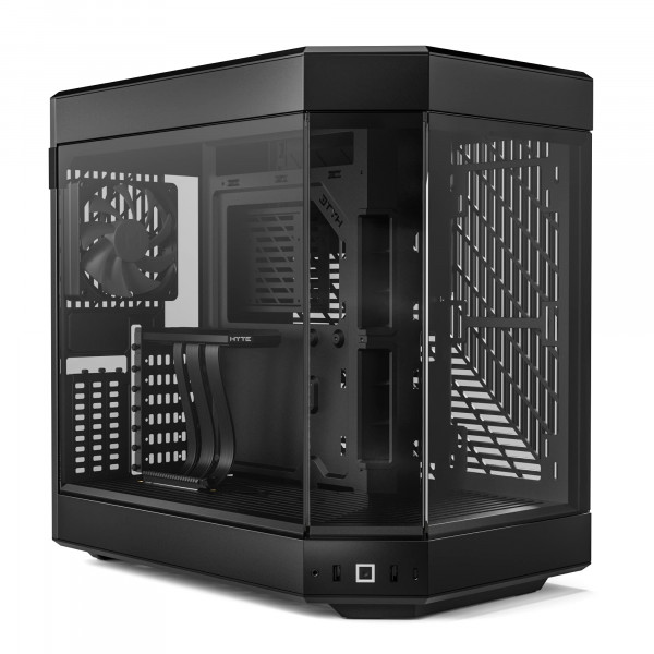 HYTE Y60 Estuche para juegos de computadora ATX de torre media panorámica de vidrio templado panorámico de doble cámara y estética moderna con cable vertical PCIE 4.0 incluido, negro (CS-HYTE-Y60-B)