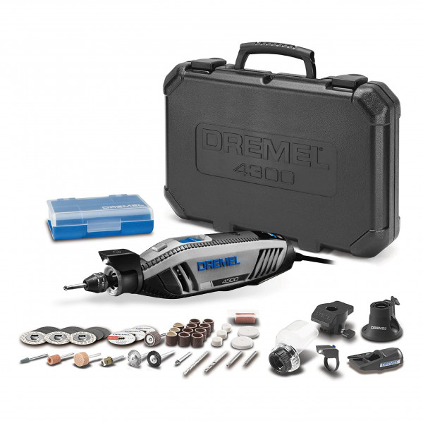 Dremel 4300-5/40 Kit de herramientas rotativas de alto rendimiento con luz LED, 5 accesorios y 40 accesorios, ideal para esmerilar, cortar, tallar madera, lijar y grabar