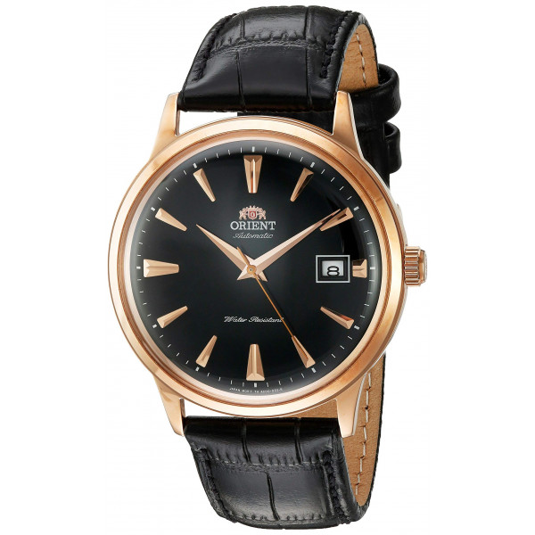 Orient Men's '2nd Gen. Bambino Ver. Reloj de vestir japonés automático de acero inoxidable y cuero de 1', color: negro (modelo: FAC00001B0)