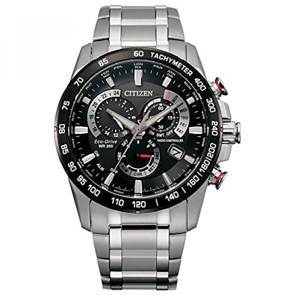 Citizen Reloj cronógrafo PCAT de lujo Eco-Drive Sport para hombre, acero inoxidable, esfera negra (Modelo: CB5898-59E)