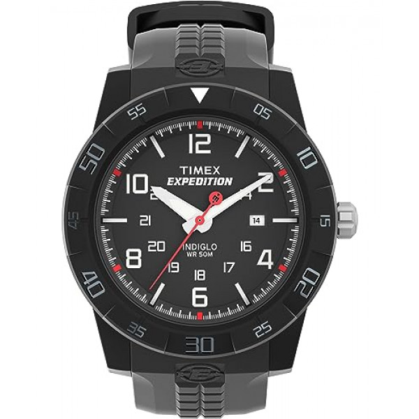 Timex T49831 Expedition Reloj analógico resistente con correa de resina negra para hombre