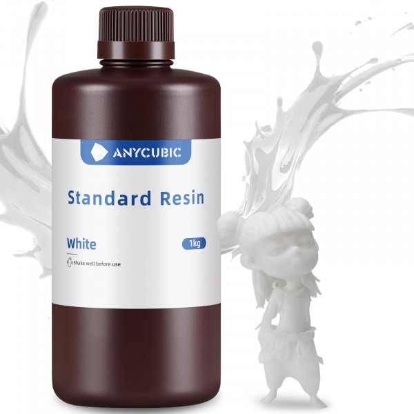 Resina para impresora 3D ANYCUBIC, resina de curado UV SLA de 405 nm con alta precisión, curado rápido y excelente fluidez para impresión 3D LCD (blanco, 1 kg)