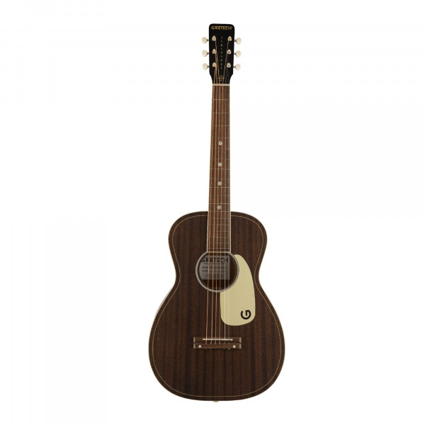 Gretsch G9500 Jim Dandy Guitarra acústica de 6 cuerdas con cuerpo de sapele sin corte, escala de 24 pulgadas, parte superior plana, con diapasón de nogal negro (diestro, Frontier Stain)