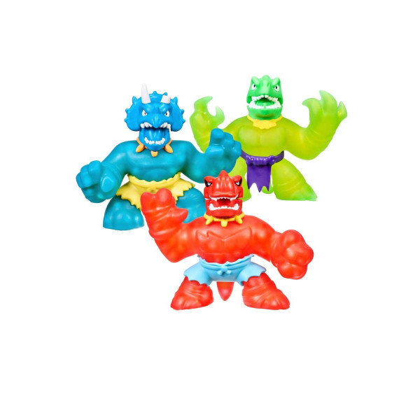 Goo Jit Zu Dino Power Mega paquete de 3: figuras de dinosaurio blando de superhéroe, MOY41257