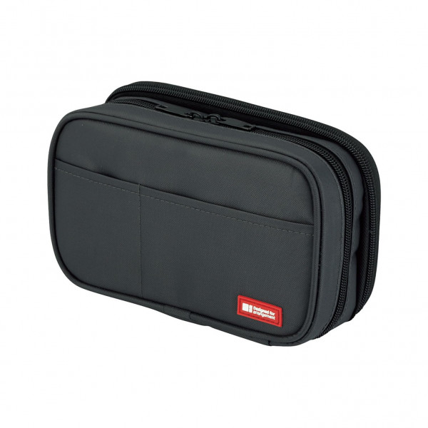 LIHIT LAB Estuche de gran capacidad con doble cremallera para escuela, oficina, universidad, gran capacidad, 6 compartimentos, soporte para bolsa de lápices, adultos, adolescentes, niños, niñas, almacenamiento de cosméticos de viaje, negro (A7555-24)