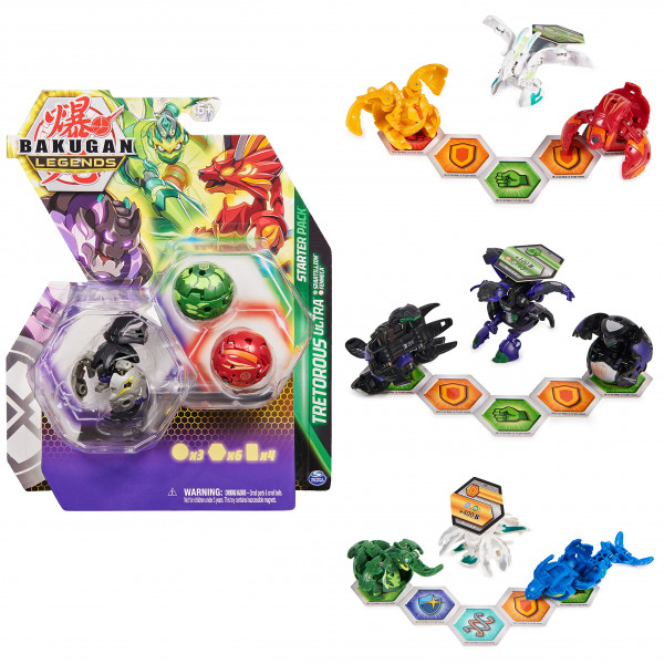 Bakugan Legends Starter Pack 3 Pack, Sairus Ultra con auxilataurio y cicloides, figuras de acción coleccionables, edades de 6 años y más