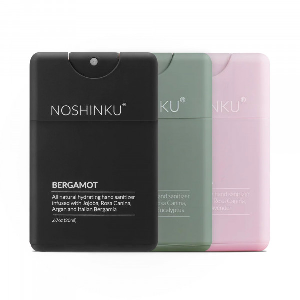 Noshinku desinfectante para manos recargable desinfectante de manos naturales | Descubrimiento del rociador de bolsillo (paquete de 3)