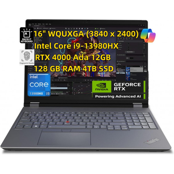 Newlenovo ThinkPad P16 Gen 2 Mobile Workstation (16 WQUXGA 4K+ (3840 x 2400), Intel Core i9-13980hx 24 Corre, 128GB RAM 4TB SSD, RTX 4000 ADA 12GB) laptop para el ingeniero Architect de diseño, Win 11 Pro
