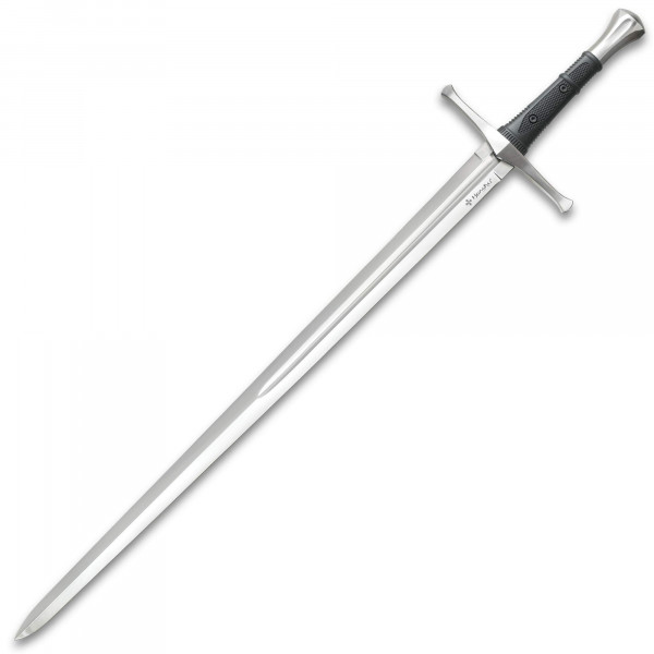 Honshu Broadsword and Scabbard - 43 1/2 Longitud completa | 1060 Cola de acero de carbono | Balentado y ligero | TPR resistente con agarre sin deslizamiento | Pommel de acero inoxidable | Incluye colgilla de cinturón de cuero