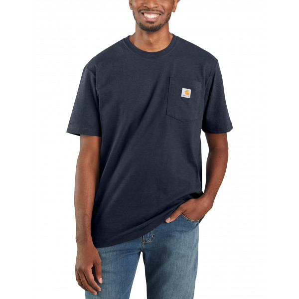 Camiseta de bolsillo de pescado de peso corto de Fit de Fit de Men Fit Carhartt (también disponible en Big & Tall), Marina, Pequeño