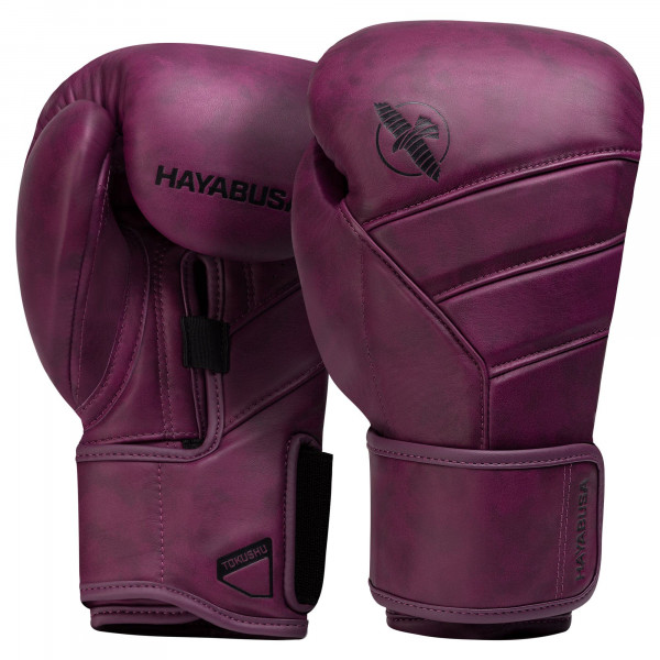 HAYABUSA T3 LX Guantes de boxeo de cuero Hombres y mujeres para entrenar en bolsas pesadas y trabajos de guantes - Vino, 14z