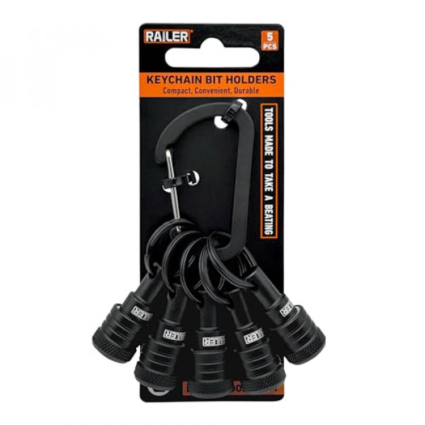Plagador de broca ferroviario 5pc - 1/4 de pulgada portavasos hexadecimales - portavasos de broca de liberación rápida para el controlador de tuercas, destornillador y brocas de taladro con llave