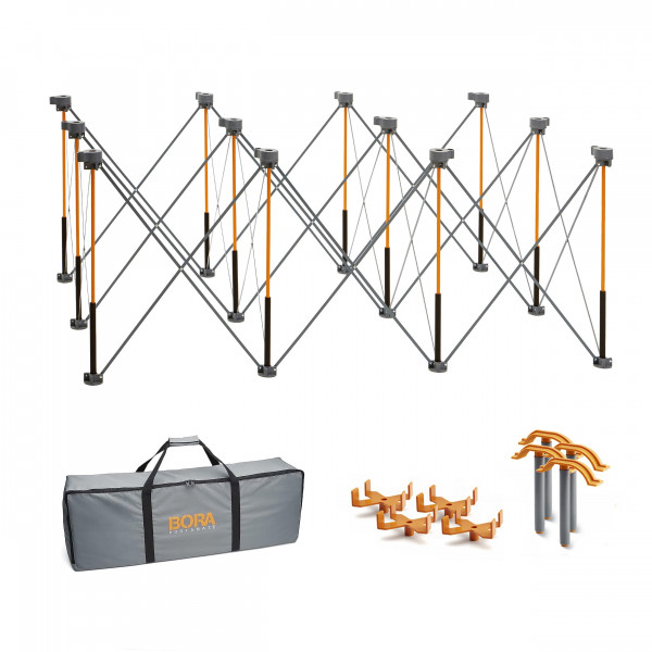 Bora Centipede CK12S de 30 pulgadas de altura de altura de trabajo portátil de trabajo portátil, incluye 4 topas X, 4 abrazaderas rápidas, bolsas de transporte, soporte de trabajo portátil caballos de sierra, 4 pies x 6 pies, altura de trabajo de 30 pulga