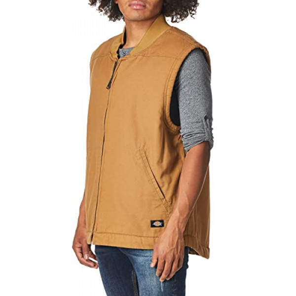 Dickies's Men Relajed Fit Sherpa Forred Vest, enjuague Brown Duck V1, pequeño