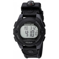 Timex Expedition Men's Digital Cat 41 mm Reloj - Case gris y negro con correa de resina negra y brújula integrada
