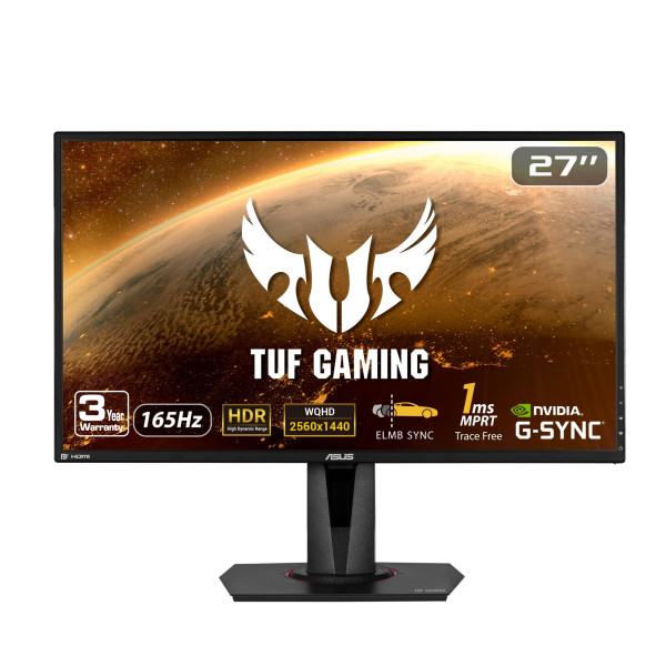 ASUS TUF Gaming 27 2K HDR Gaming Monitor (VG27AQ) - QHD (2560 x 1440), 165Hz (admite 144Hz), 1 ms, desenfoque extremo de bajo movimiento, altavoz, compatible con g -sincronización, VESA Mountable, Displayport, HDMI, negro negro
