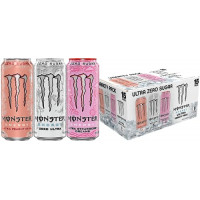 Monster Energy Ultra Variety Pack, Zero Ultra, Ultra Peachy Keen, Ultra Strawberry Dreams, Sugar Free Energy Bebida, 16 onzas (paquete de 15)